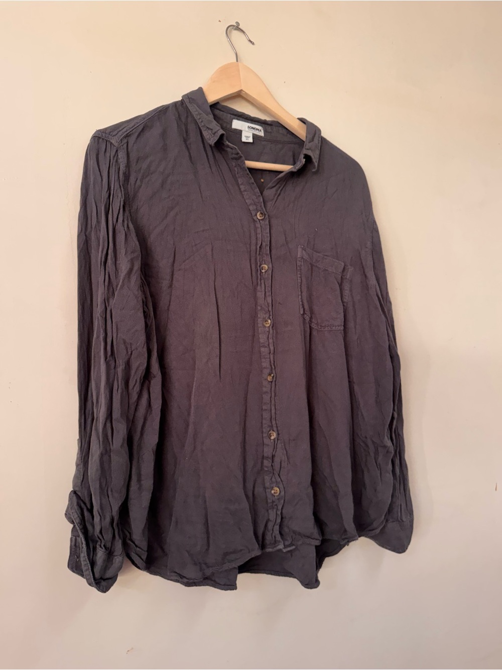 Sonoma Women's Black Long-Sleeve Button-Down Shirt